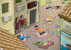 Cartoon: Mediterranean holiday (small) by Tjeerd Royaards tagged holiday,vacation,climate,heat,melting,crisis