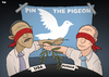 Cartoon: Pin the Pigeon (small) by Tjeerd Royaards tagged obama,putin,syria,peace,assad,letter,new,york,times,russia,usa,america,moscow,damascus,chemical,weapons,washington