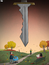 Cartoon: Sword of Damocles (small) by Tjeerd Royaards tagged corona,coronavirus,virus,pandemic,second,wave,lockdown