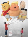 Cartoon: World Leaders (small) by Tjeerd Royaards tagged trump,putin,xi,jiping,kim,scary,balloon,child