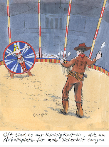 Cartoon: Löffelwerfer (medium) by woessner tagged cartoons,karikaturen,woessner,betrieb,arbeitsplatz,recht,rechtsprechung,risiko,gefahr,gefahrenabwehr,sparmassnahmen,no,risc,fun,nervenkitzel,gewerkschaft,zirkus,manege,sicherheit,am,betriebliche,sicherheitsmaßnahmen,gefahren,messerwerfer,löffelwerfer,artisten,artistik,akrobatik,show,showgeschäft,akrobaten,cartoons,karikaturen,woessner,betrieb,arbeitsplatz,recht,rechtsprechung,risiko,gefahr,gefahrenabwehr,sparmassnahmen,no,risc,fun,nervenkitzel,gewerkschaft,zirkus,manege,sicherheit,am,betriebliche,sicherheitsmaßnahmen,gefahren,messerwerfer,löffelwerfer,artisten,artistik,akrobatik,show,showgeschäft,akrobaten
