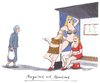 Cartoon: morgenland abendland (small) by woessner tagged reizwäsche,morgenland,abendland,islam,christentum,kampf,der,kulturen,clash,of,civilisation,frauenbild,sexualisierung