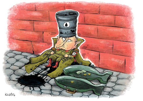Cartoon: Give alms for the war (medium) by kusto tagged oil,russia,putin,oil,russia,putin