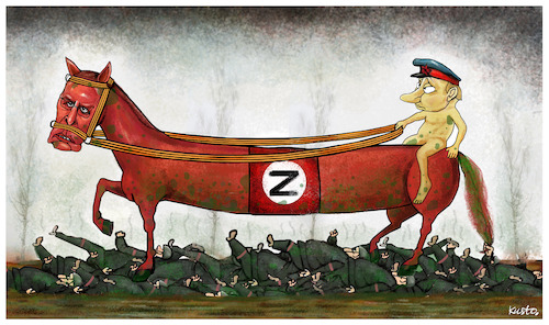Cartoon: Red horse (medium) by kusto tagged lavrov,putin,war