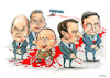 Cartoon: Bodyguards (small) by kusto tagged russia,war,ukraine,putin,scholz,orban,macron,draghi,lobbyists