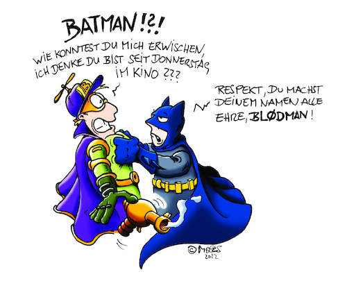 Cartoon: Batman vs. Bloedman (medium) by MosesCartoons tagged batman,kino,blöd,superheld