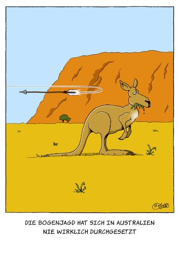 Cartoon: Bogenjagd in Australien (medium) by MosesCartoons tagged bogen,bogenjagd,jagd,känguru,kangaroo,australien,australia,hunt,hunting,archery,archer,mosescartoons,bogen,bogenjagd,jagd,känguru,kangaroo,australien,australia,hunt,hunting,archery,archer,mosescartoons