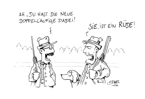 Cartoon: Jagdhund (medium) by MosesCartoons tagged jagd,jäger,schrotflinte,gewehr,jagdhund,hund