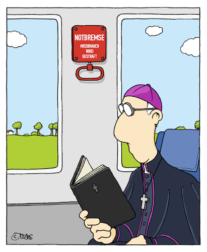 Cartoon: Notbremse (medium) by MosesCartoons tagged katolisch,kardinal,priester,kirche,notbremse,kinder,missbrauch