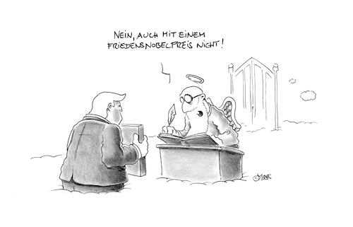 Cartoon: One day ... (medium) by MosesCartoons tagged nobel,peace,prize,heaven,death,trump,usa,maga,president,präsident,himmel,tod,friedensnobelpreis,hölle,hell,nobel,peace,prize,heaven,death,trump,usa,maga,president,präsident,himmel,tod,friedensnobelpreis,hölle,hell