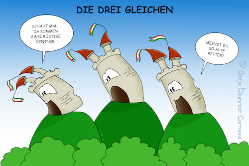 Cartoon: Die Drei Gleichen (medium) by a-b-c tagged berg,burg,dreigleichen,gleich,grafen,kugelblitz,mittelalter,mühlburg,regional,reise,rentner,ritter,ruine,rüstig,sage,senioren,thüringen,tour,tourismus,trio,urlaub,wachsenburg,wandern,berg,burg,dreigleichen,gleich,grafen,kugelblitz,mittelalter,mühlburg,regional,reise,rentner,ritter,ruine,rüstig,sage,senioren,thüringen,tour,tourismus,trio,urlaub,wachsenburg,wandern