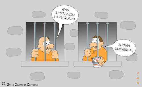 Cartoon: Einsitzen (medium) by a-b-c tagged gefängnis,strafe,arrest,haft,gewahrsam,haftgrund,baumarkt,büchse,grundierung,knast,polizei,justiz,gefängnis,strafe,arrest,haft,gewahrsam,haftgrund,baumarkt,büchse,grundierung,knast,polizei,justiz