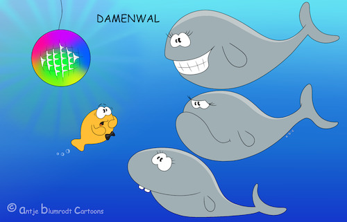 Cartoon: Kleiner Tänzer (medium) by a-b-c tagged damen,damenwahl,disco,fisch,meer,musik,see,tanz,tanzen,wal,damen,damenwahl,disco,fisch,meer,musik,see,tanz,tanzen,wal