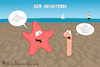 Cartoon: Strand-Kalauer (small) by a-b-c tagged watt,wattenmeer,meer,nordsee,ebbe,flut,wattwurm,priese,gezeiten,strand,stern,seestern,spiele