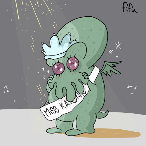 Cartoon: Miss Katonic (medium) by Fifu tagged lovecraft,horror,cthulhu,miss,terror