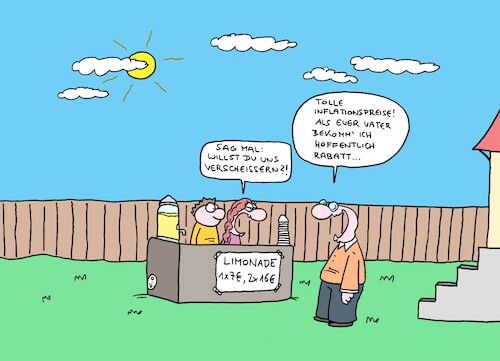 Cartoon: Inflation (medium) by CartoonMadness tagged inflation,limonade,kinder,vater,gratis,geld