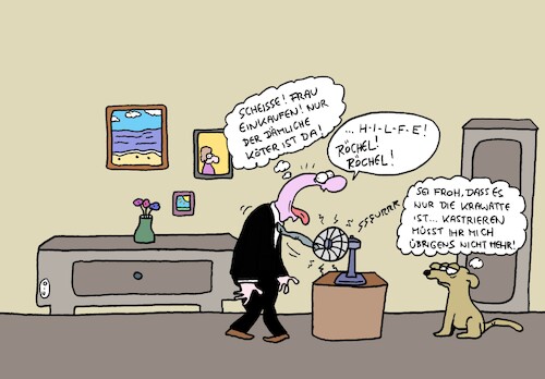 Cartoon: Ventilator (medium) by CartoonMadness tagged sommer,krawatte,ventilator,hund,kastrieren