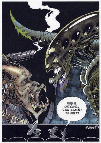 Cartoon: Carton del recuerdo (medium) by JAMEScartoons tagged depredador,aliens,james,jaime,mercado,cartoons