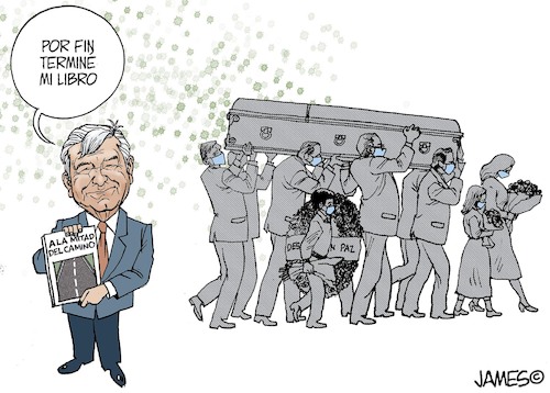 Cartoon: en el momento ideal (medium) by JAMEScartoons tagged covid,muerte,politico,virus