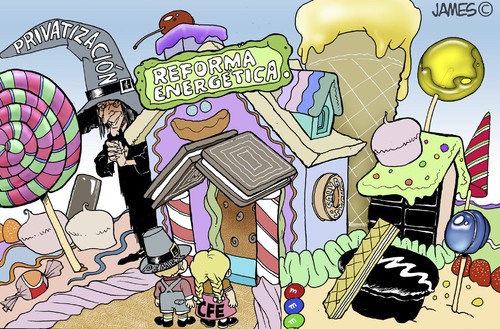 Cartoon: Hansel y Gretel (medium) by JAMEScartoons tagged hansel,gretel,reforma,energetica,pemex,corrupcion,privatizacion,epn,petroleo,inversionista,cfe
