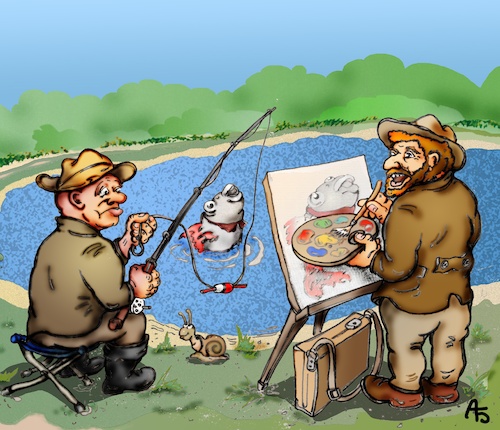 Cartoon: das Angeln (medium) by Back tagged fischen,angeln,wunsch,lust