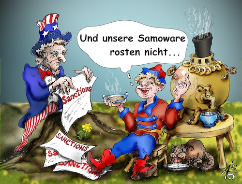 Cartoon: Die Sanktionen (medium) by Back tagged sanktionen,russland,usa
