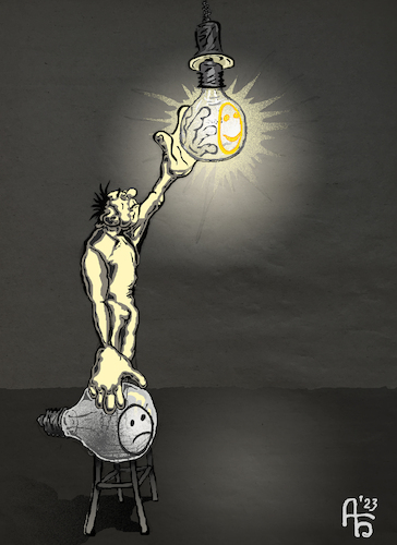 Cartoon: Es werde Licht! (medium) by Back tagged licht,dunkei,hell,hoffnung
