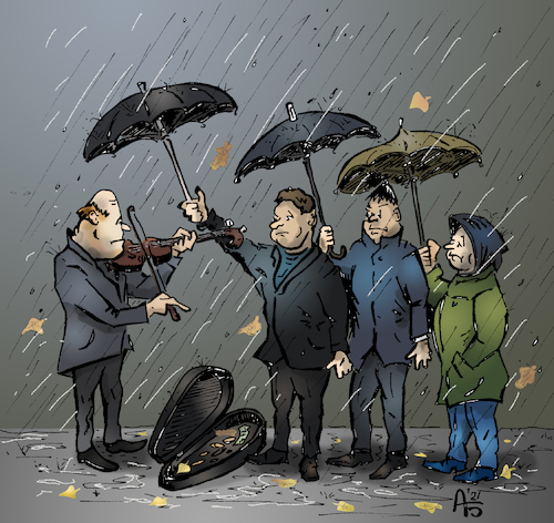 Cartoon: Herbst (medium) by Back tagged regen,herbst,wetter,straßenmusiker,musik,pore,jahreszeit,zeit,stunde,flugwetter