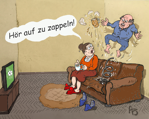 Cartoon: Katapult (medium) by Back tagged cartoon,fußball,tvfan,fernseher