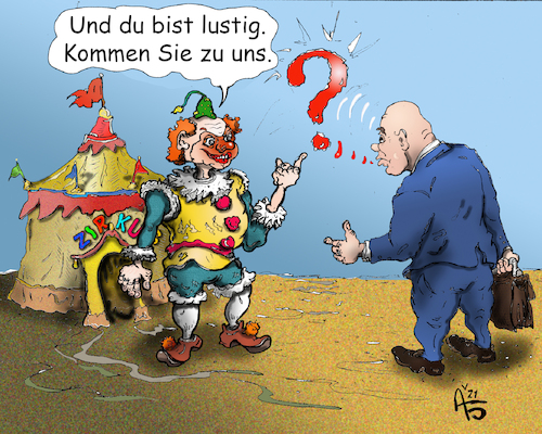 Cartoon: Kollegen (medium) by Back tagged clown,zirkus,politiker,scharade,lügen,beamter,funktionär,bürokrat