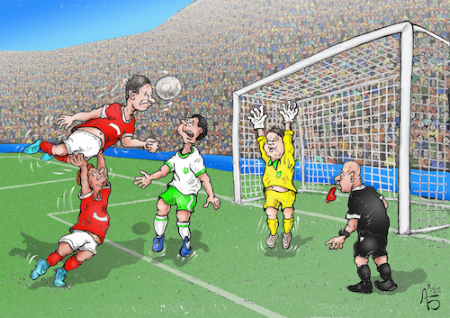 Cartoon: Kopfball-Tor (medium) by Back tagged fußball,qatar2022,wm,soccer,football,sport