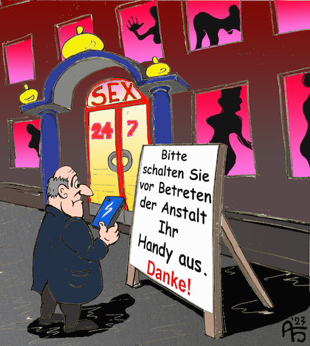 Cartoon: Kulturelle Einrichtung (medium) by Back tagged handy,etikette,regeln,buff,puff,bordell,freudenhaus