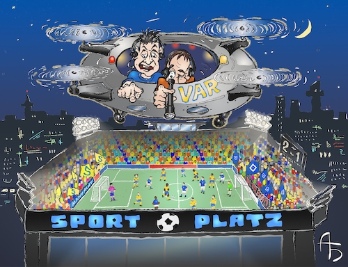 Cartoon: Wo siehst du Abseits? (medium) by Back tagged var,fußball,fußballschiedsrichter,sport