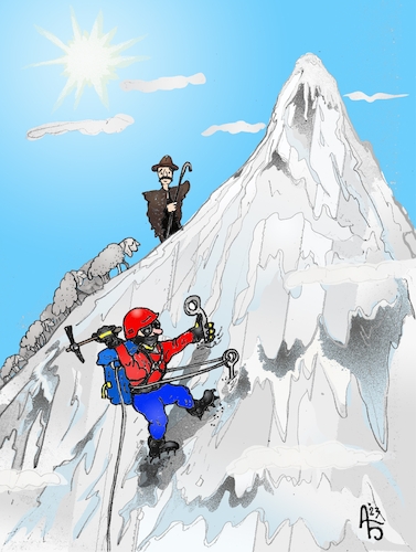 Cartoon: Zum Ziel (medium) by Back tagged bergsteigen,berge,aufstieg