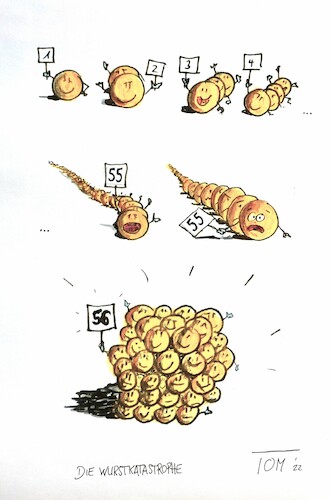 Cartoon: Die Wurstkatastrophe (medium) by Tomath tagged kugeln,optimale,verpackung,math2022