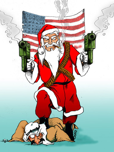 Cartoon: American Christmas (medium) by JARO tagged us,oil,arabs,christmas