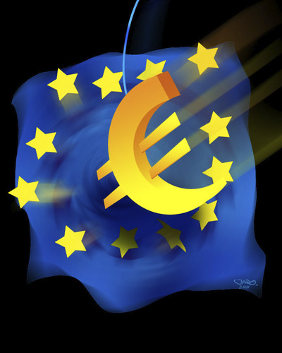 Cartoon: Strike from the inside (medium) by JARO tagged european,union,crisis,collapse,euro