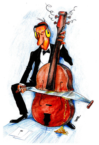 Cartoon: The Power of Music (medium) by JARO tagged music,black,humor