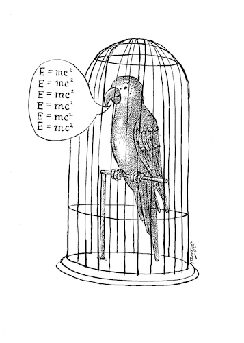 Cartoon: Papagei E-mc2 (medium) by Jiri_Sliva tagged math2022