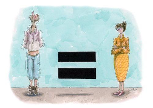 Cartoon: equality (medium) by hamitgis tagged gender,equality,humanrights,justice,feminism,social,issues,balance,male,female,empowerment,society,hamit,hamitgis,gis,cartoon,art,drawing