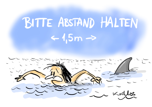 Cartoon: Abstand (medium) by Karel Kodlos Hohl tagged abstand,covid19,hai,urlaub,meer