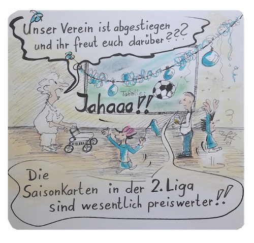Cartoon: Abstieg (medium) by TomPauLeser tagged abstieg,aufstieg,liga,bundesliga,party
