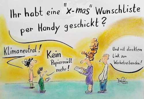 Cartoon: Ach Gottchen (medium) by TomPauLeser tagged xmas,weihnachten,christmas,bescherung,handy,werbetreibender