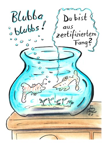 Cartoon: Aus zertifiziertem Fang (medium) by TomPauLeser tagged aus,zertifiziertem,fang,fischfang,fische,aquarium