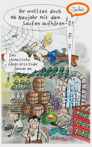 Cartoon: Gute Vorsätze (medium) by TomPauLeser tagged gute,vorsätze,neujahr,china,chinesisches,jahr,sauferei,trinken,saufen,wein,bier,schnaps,alkohol,weinkeller,gewölbe,kellergewölbe,kellerlicht,weinregal,fässer,trinker,januar,bierkisten,bierrahmen,weinschorle,flaschen,weinflasche,schnapsflasche