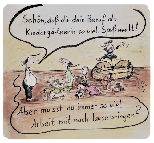 Cartoon: Homework Heimarbeit (medium) by TomPauLeser tagged homework,heimarbeit,kindergarten,arbeit,homeoffice