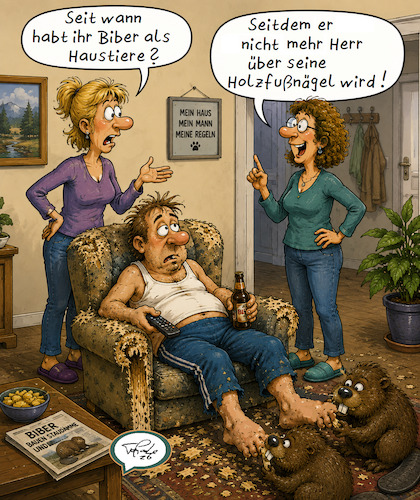 Cartoon: Multitalent (medium) by TomPauLeser tagged biber,sind,mir,lieber,multitalent,castoridae,rodentia,holzfuß,holznägel,fußnägel,fußnagel,nagetier,flusstier,pediküre,podologe,podologie,fußpflege