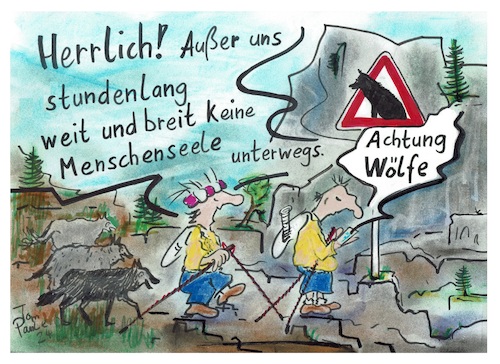 Cartoon: Unter Wölfen (medium) by TomPauLeser tagged unter,wölfen,wolf,wolfsrudel,wolfsschlucht,schlucht,wandern,walking