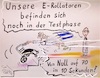 Cartoon: Elektro Rollator im Test (small) by TomPauL tagged freigetestet,test,rollator,elektro,forscher,geschwindigkeit,altensport,seniorensport,fallschirm,treppe,schuhe