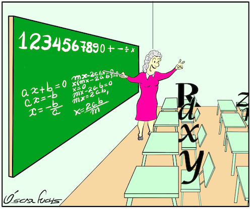 Cartoon: literal equation (medium) by Oscar Fuchs tagged math2022